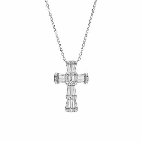 Naszyjnik z krzyżykiem i cyrkoniami bagieta ze srebra 925