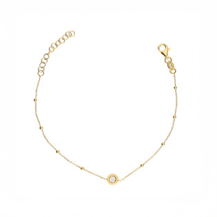 Bransoleta pozłacana z cyrkonią i kulkami