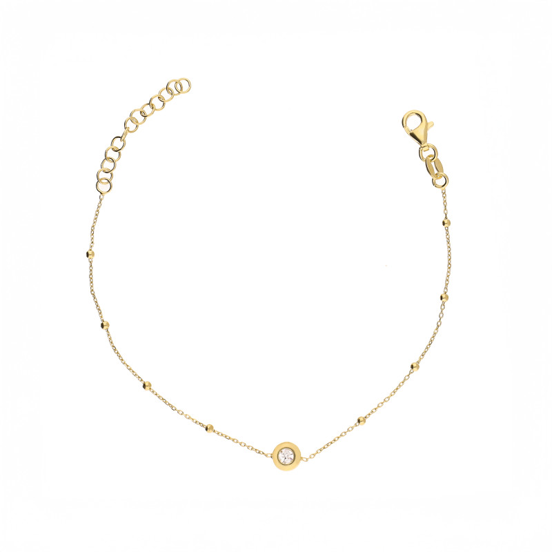 Bransoleta pozłacana z cyrkonią i kulkami