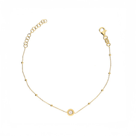 Bransoleta pozłacana z cyrkonią i kulkami