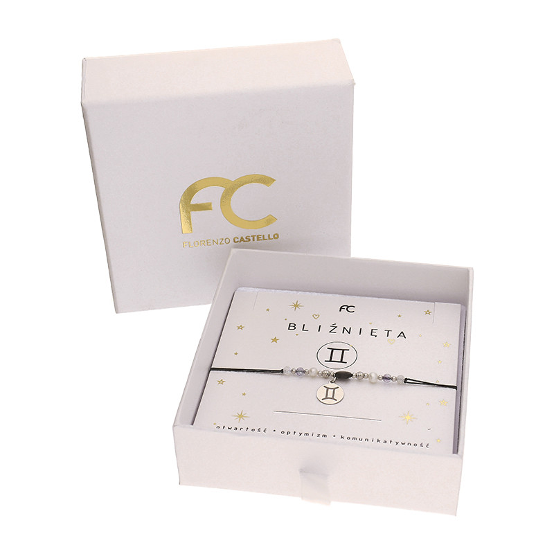 Bransoletka znak zodiaku bliźnięta z kamieniami naturalnymi