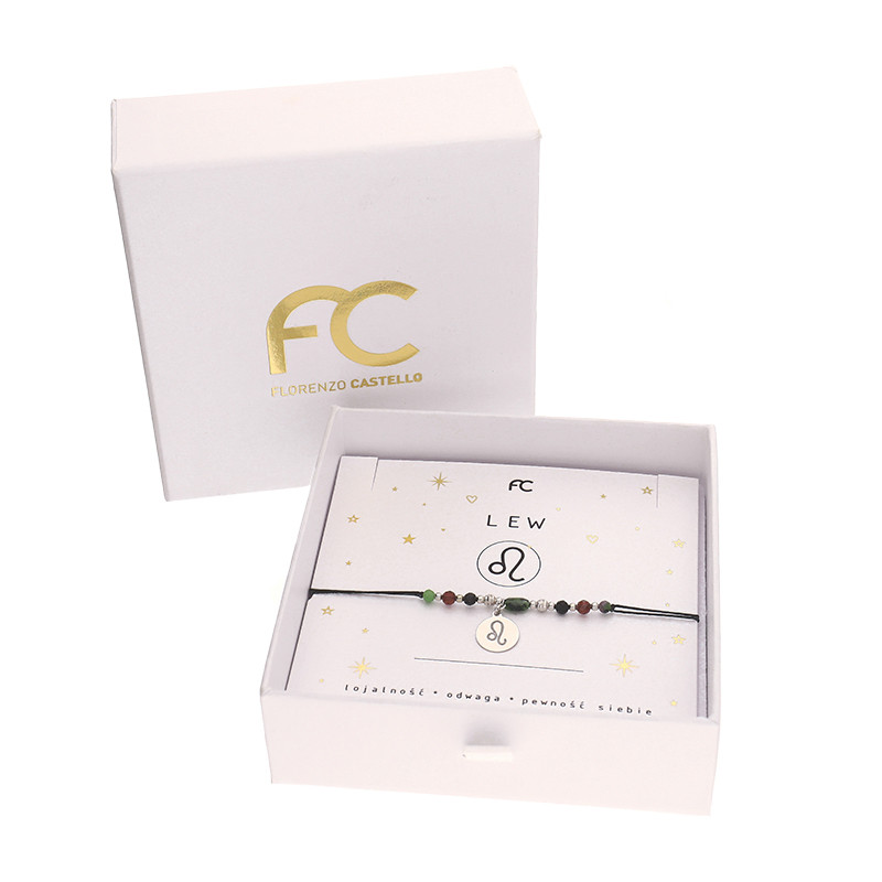 Bransoletka znak zodiaku Lew z kamieniami naturalnymi