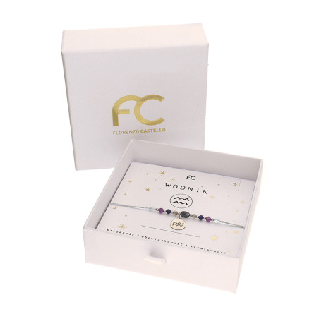 Bransoletka znak zodiaku Wodnik z kamieniami naturalnymi