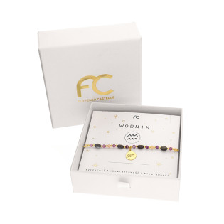 Bransoletka znak zodiaku Wodnik z kamieniami naturalnymi srebro koloru złotego