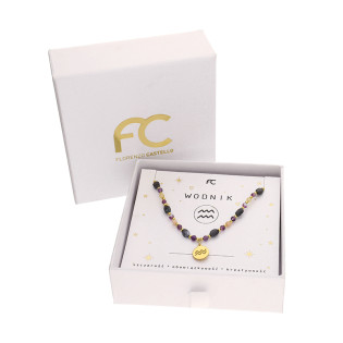 Naszyjnik znak zodiaku Wodnik z kamieniami naturalnymi srebro koloru złotego