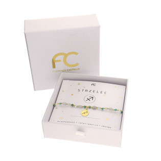 Bransoletka znak zodiaku Strzelec z kamieniami naturalnymi srebro 925 koloru złotego