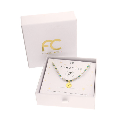 Naszyjnik znak zodiaku Strzelec z kamieniami naturalnymi srebro 925 koloru złotego