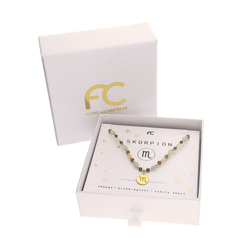 Naszyjnik znak zodiaku Skorpion z kamieniami naturalnymi srebro 925 koloru złotego