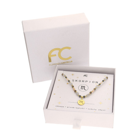 Naszyjnik znak zodiaku Skorpion z kamieniami naturalnymi srebro 925 koloru złotego