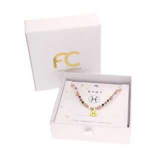 Naszyjnik znak zodiaku Ryby z kamieniami naturalnymi srebro koloru złotego