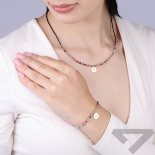 Naszyjnik znak zodiaku Ryby z kamieniami naturalnymi srebro koloru złotego