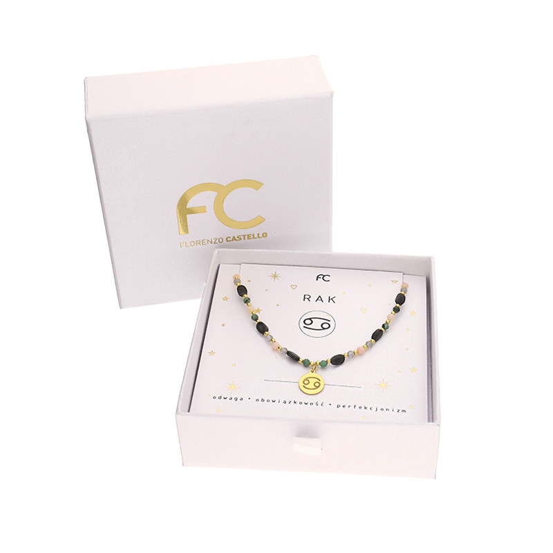 Naszyjnik znak zodiaku Rak z kamieniami naturalnymi srebro 925 koloru złotego