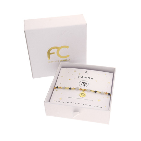 Bransoletka znak zodiaku Panna z kamieniami naturalnymi srebro koloru złotego