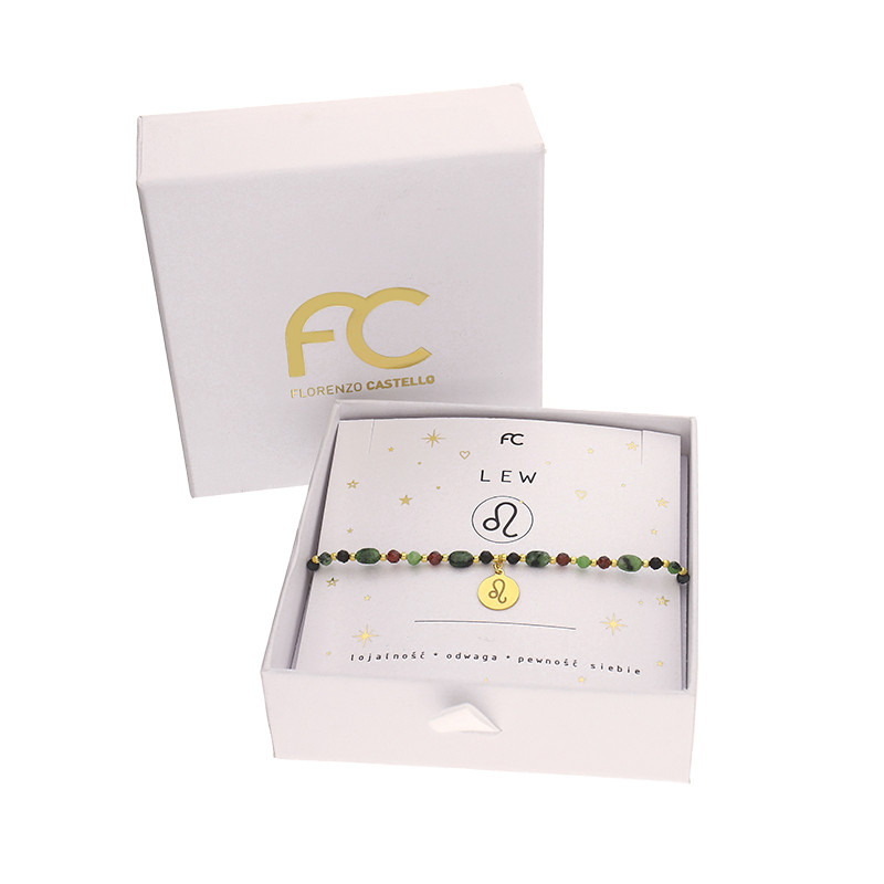 Bransoletka znak zodiaku Lew z kamieniami naturalnymi srebro 925 koloru złotego