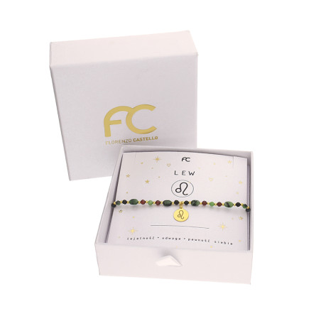 Bransoletka znak zodiaku Lew z kamieniami naturalnymi srebro 925 koloru złotego