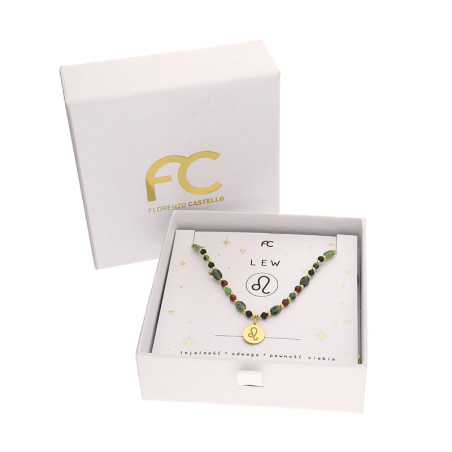 Naszyjnik znak zodiaku Lew z kamienimi naturalnymi srebro 925 koloru złotego