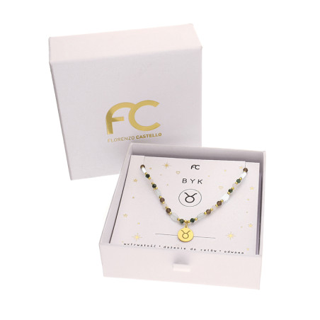 Naszyjnik znak zodiaku Byk z kamieniami naturalnymi srebro 925 koloru złotego