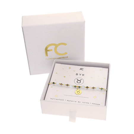 Bransoletka znak zodiaku Byk z kamieniami naturalnymi srebro 925 koloru złotego