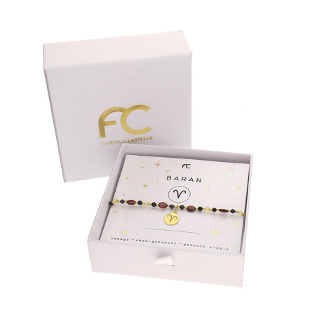 Bransoletka znak zodiaku Baran z kamieniami naturalnymi srebro 925 koloru złotego