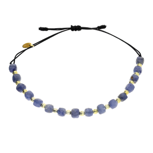 Bransoletka sznurkowa z kyanitem fasetowanym, srebro 925