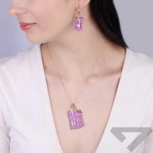 Wisiorek tytanowa blaszka ze srebrem 925 koloru złotego