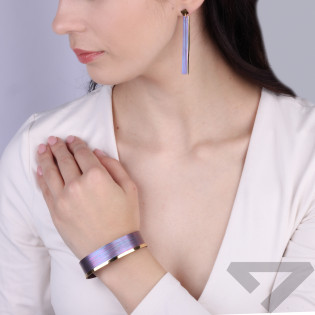 Kolczyki wiszące tytanowa blaszka ze srebrem 925 w kolorze złotym