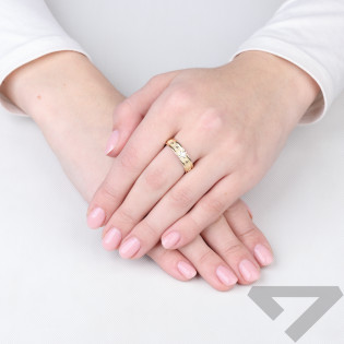 Pierścionek złoty różaniec z cyrkonią próba 585