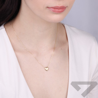 Naszyjnik złoty z sercem satynowanym ze złota 375