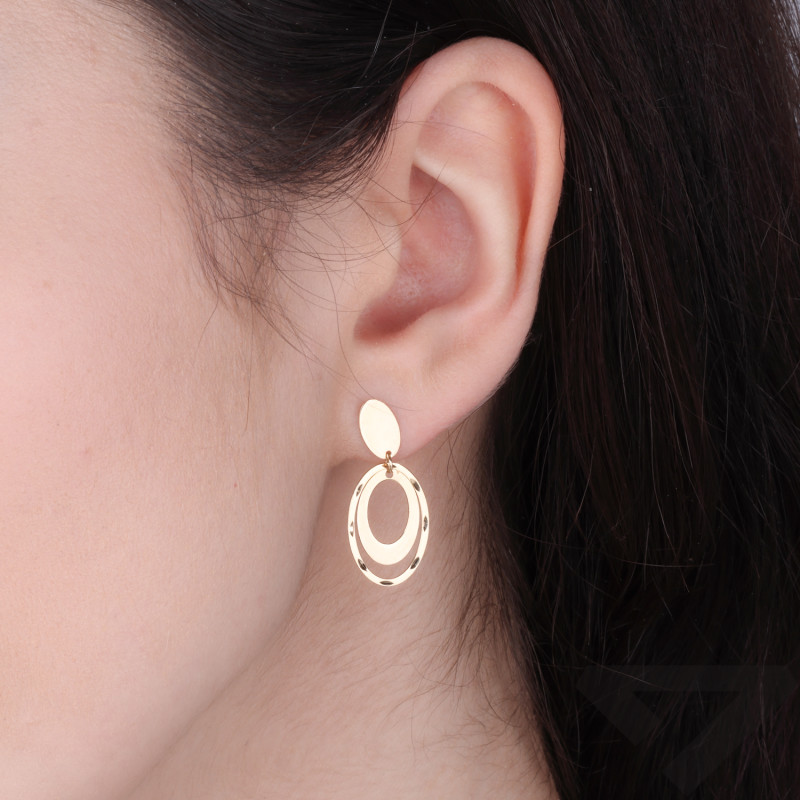 Kolczyki wiszące owale ze złota 585