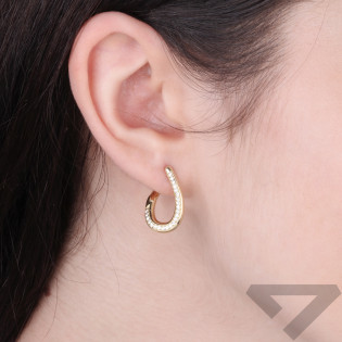 Kolczyki owalne skręcane z cyrkoniami ze złota 585