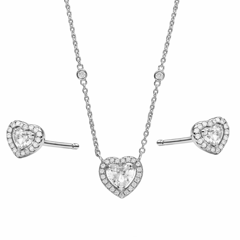 Komplet biżuterii naszyjnik i kolczyki z sercem Markiza