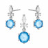 Komplet srebrny kolczyki i zawieszka z niebieską cyrkonią