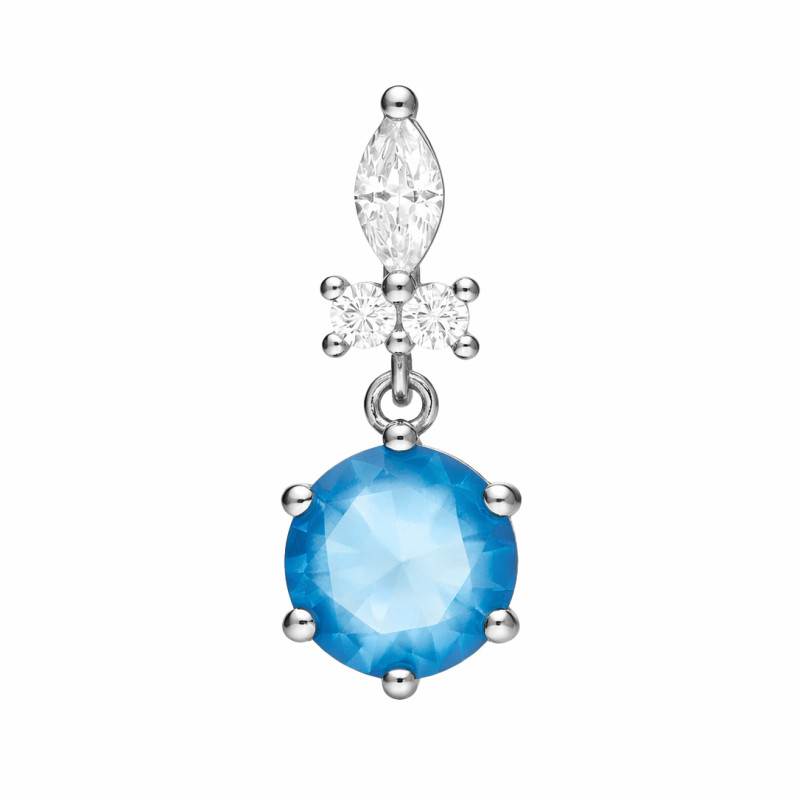 Komplet srebrny kolczyki i zawieszka z niebieską cyrkonią