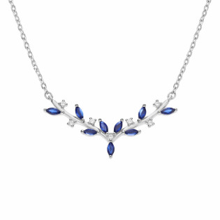 Naszyjnik srebrny gałązki z ciemno-niebieskimi cyrkoniami