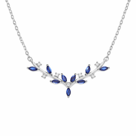 Naszyjnik srebrny gałązki z ciemno-niebieskimi cyrkoniami