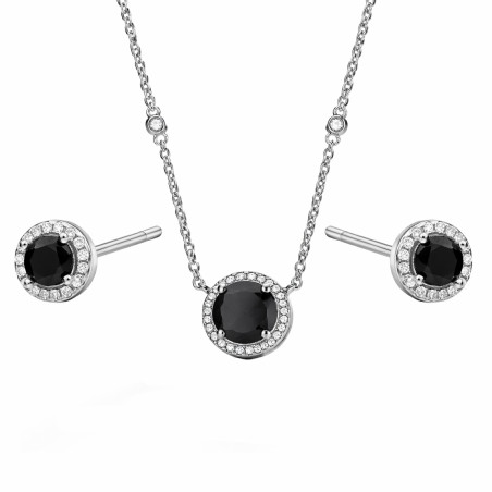 Komplet srebrnej biżuterii z czarną cyrkonią Metropolis