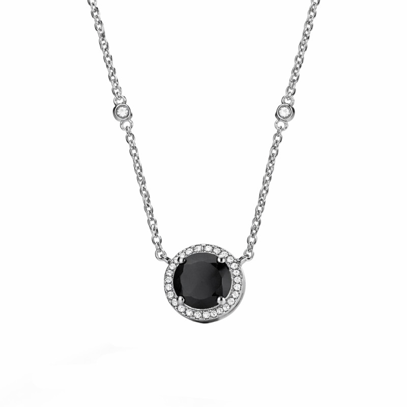 Komplet srebrnej biżuterii z czarną cyrkonią Metropolis