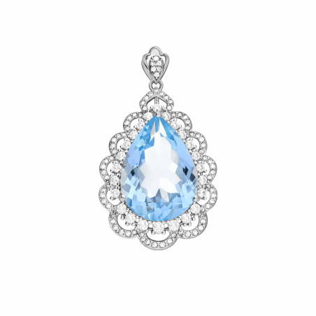 Wisiorek srebrny z cyrkoniami i topazem sky