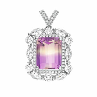 Wisior srebrny z cyrkoniami i amterynem