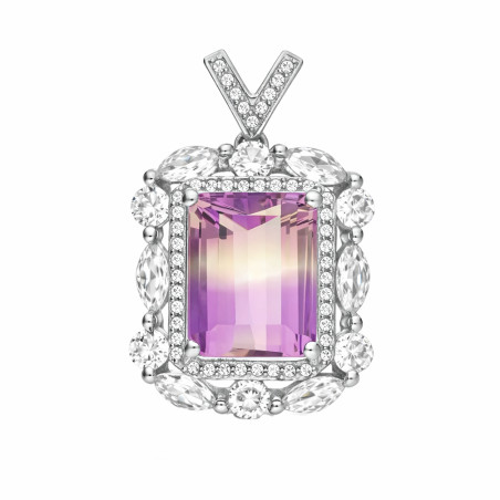 Wisior srebrny z cyrkoniami i amterynem