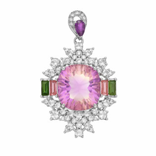 Wisior srebrny z cyrkoniami i ametrynem