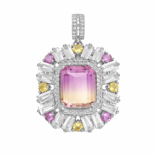 Wisior z naturalnym ametrynem i cyrkoniami