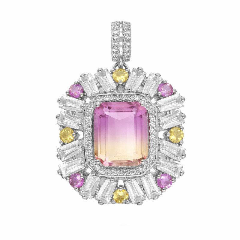 Wisior z naturalnym ametrynem i cyrkoniami