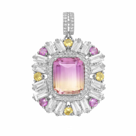 Wisior z naturalnym ametrynem i cyrkoniami