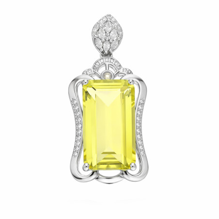 Wisiorek srebrny z cyrkoniami i kwarcem cytrynowym