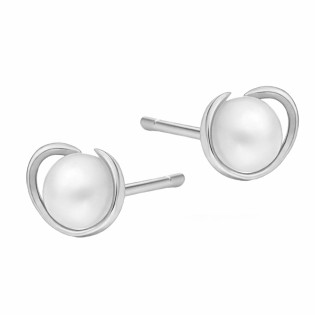 Komplet srebrny kolczyki i zawieszka z białą perłą