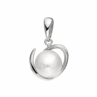 Komplet srebrny kolczyki i zawieszka z białą perłą