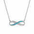 Naszyjnik srebrny infinity z cyrkoniami i niebieskim opalem