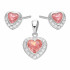 Komplet srebrnej biżuterii kolczyki i zawieszka z motywem serca i cyrkonią różową