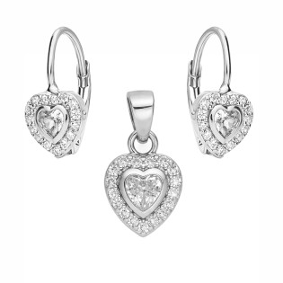 Komplet srebrnej biżuterii kolczyki i zawieszka Markiza serce